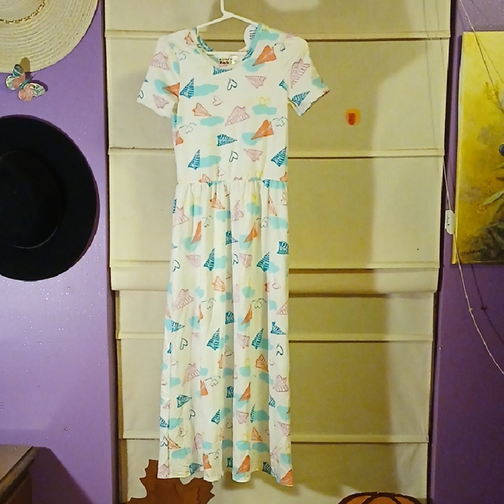 Dot Dot Smile Whimsical Patterned Dress - White, Pink, Blue